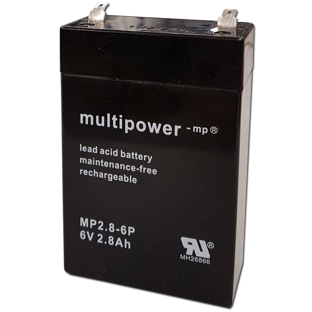 MultiPower Bleiakku MP2.8-6P 6,0Volt 2,8Ah mit 4,8mm Steckanschlüssen