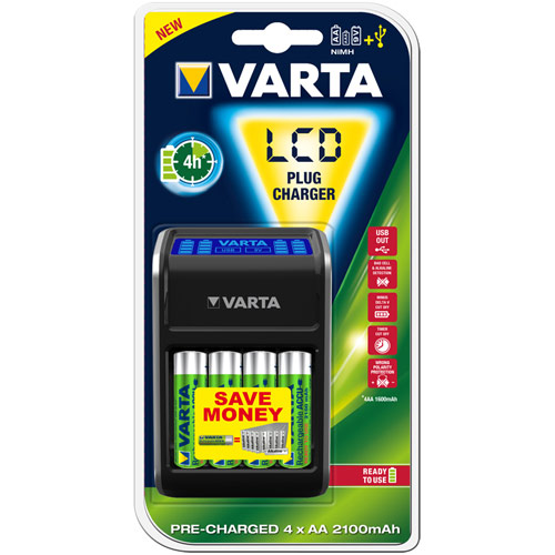 Varta LCD Plug Charger für Mignon (AA), Micro (AAA) und 9V Blöcke