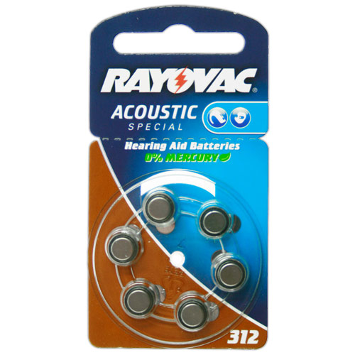 RAYOVAC Hörgeräte-Batterien HA312 Acoustic Special vom Typ 312 (im 6er Pack)