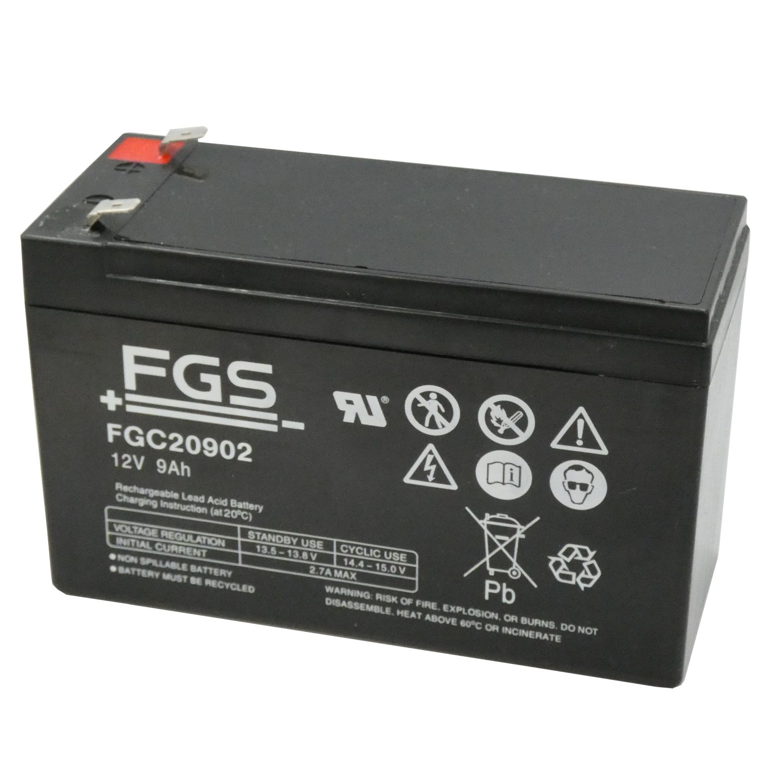 FGS FGC20902 Bleiakku 12V/9Ah Zyklenfest 6,3mm Faston
