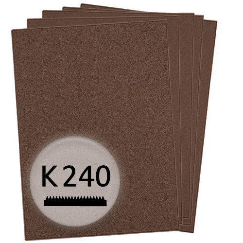 K240 Schleifpapier in 10 Bögen, 230x280mm - für Metall und Stahl