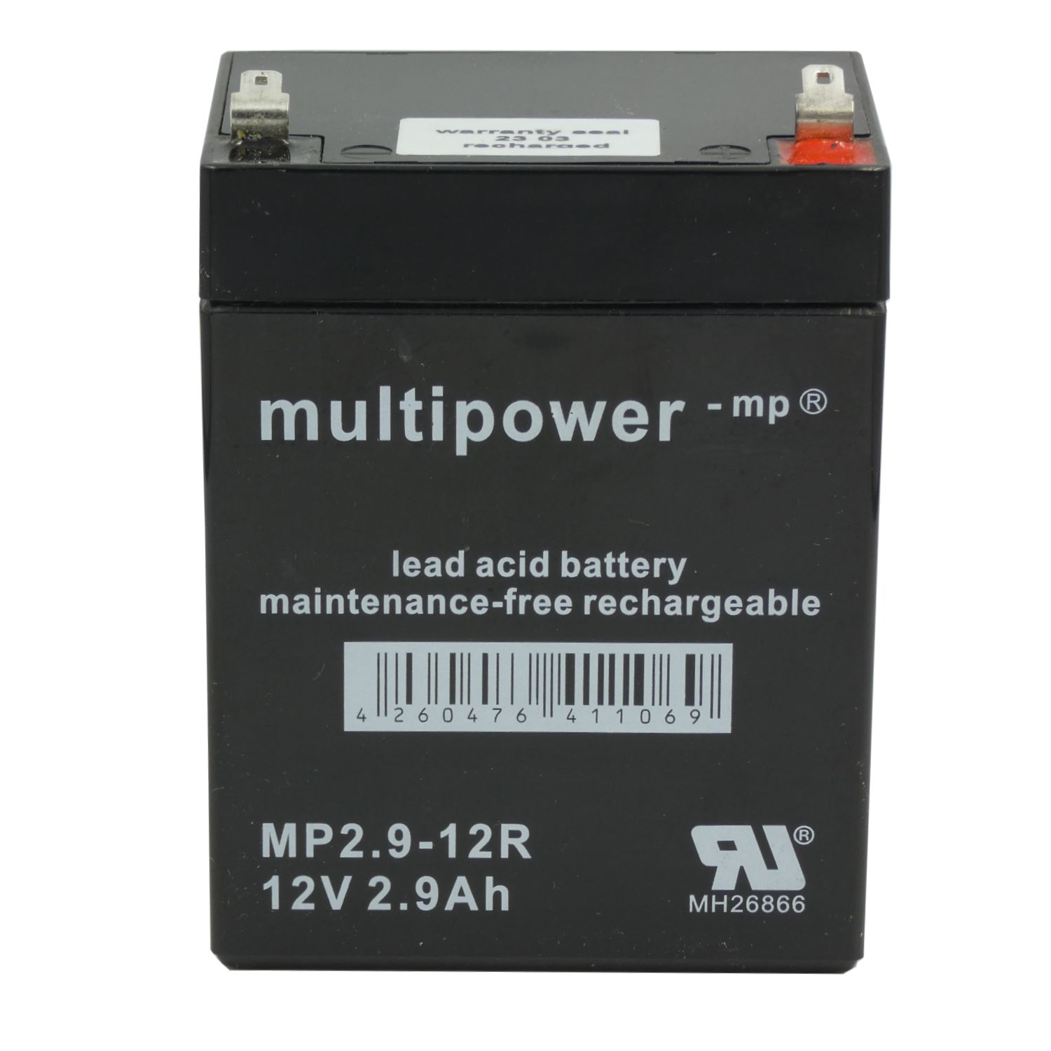 MultiPower Bleiakku MP2.9-12R 12,0Volt 2,9Ah mit 4,8mm Steckanschlüssen (umgekehrte Polung)