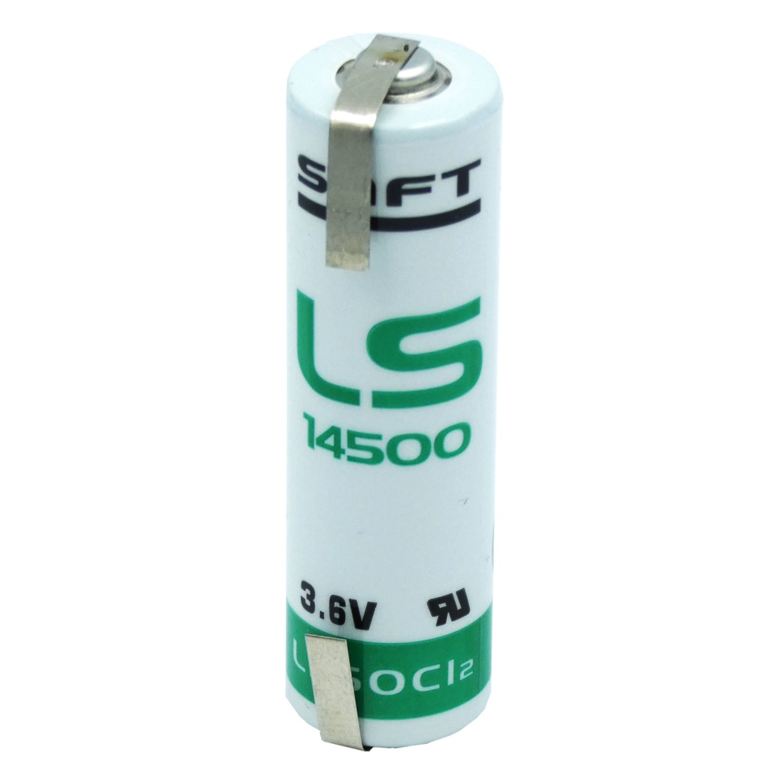 Saft Lithium Batterie LS 14500 Mignon 3,6Volt AA mit Lötfahnen in U-Form