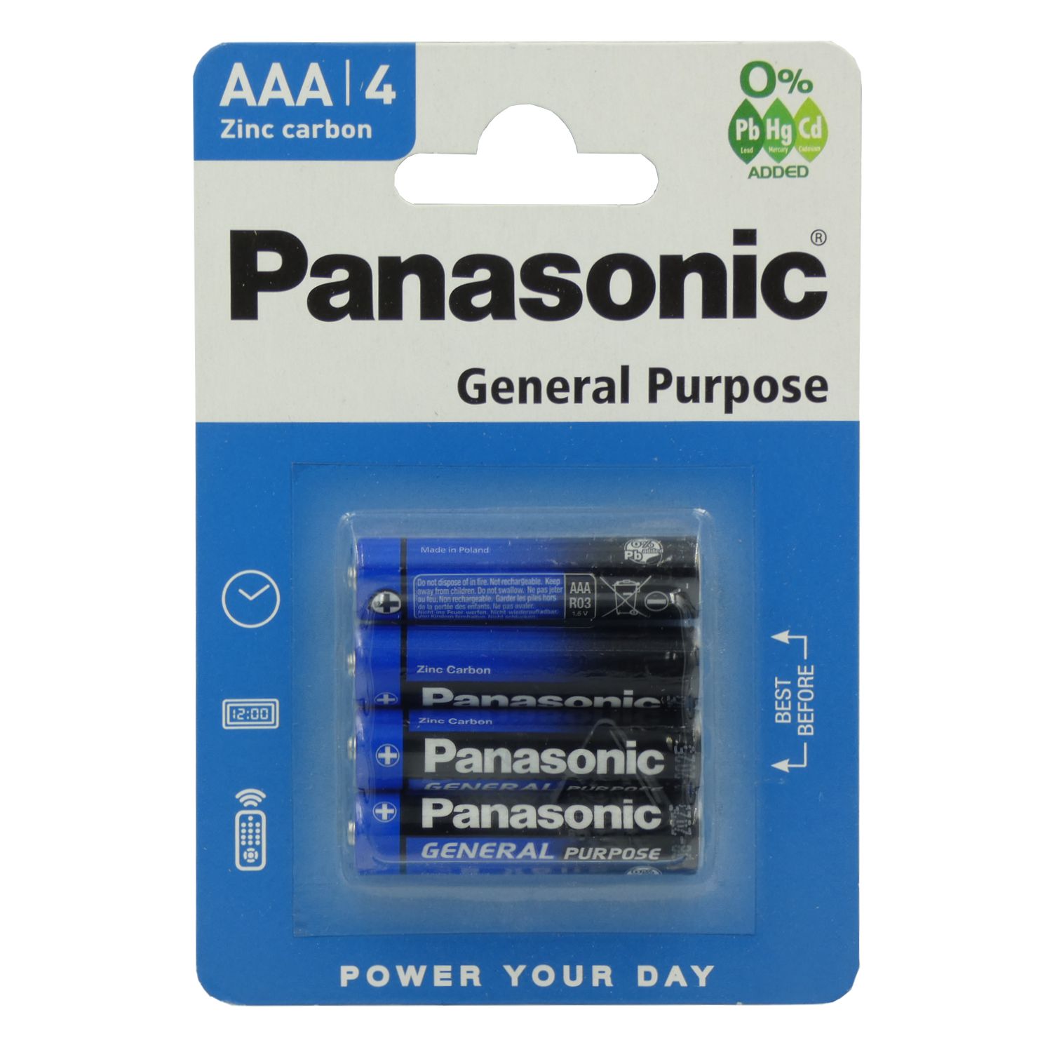 Panasonic R03BE/4BP Zink-Carbon Batterien, 4 Stück Micro LR3 AAA