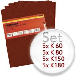 20teiliges Schleifbogen-Set mit K60, K80, K150, K180 - für Holz und Metall