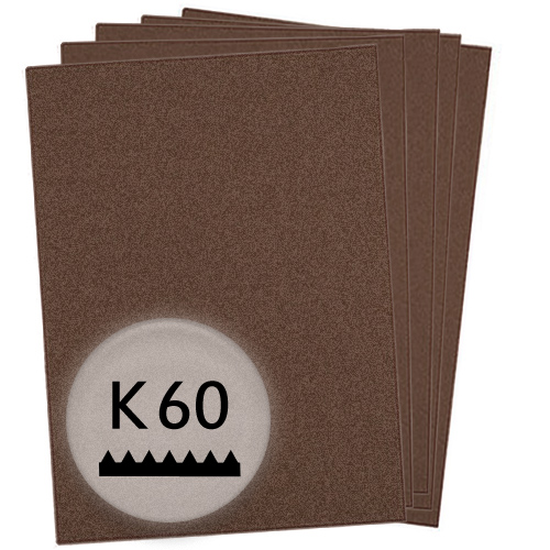 K60 Schleifpapier in 10 Bögen, 230x280mm - für Metall und Stahl