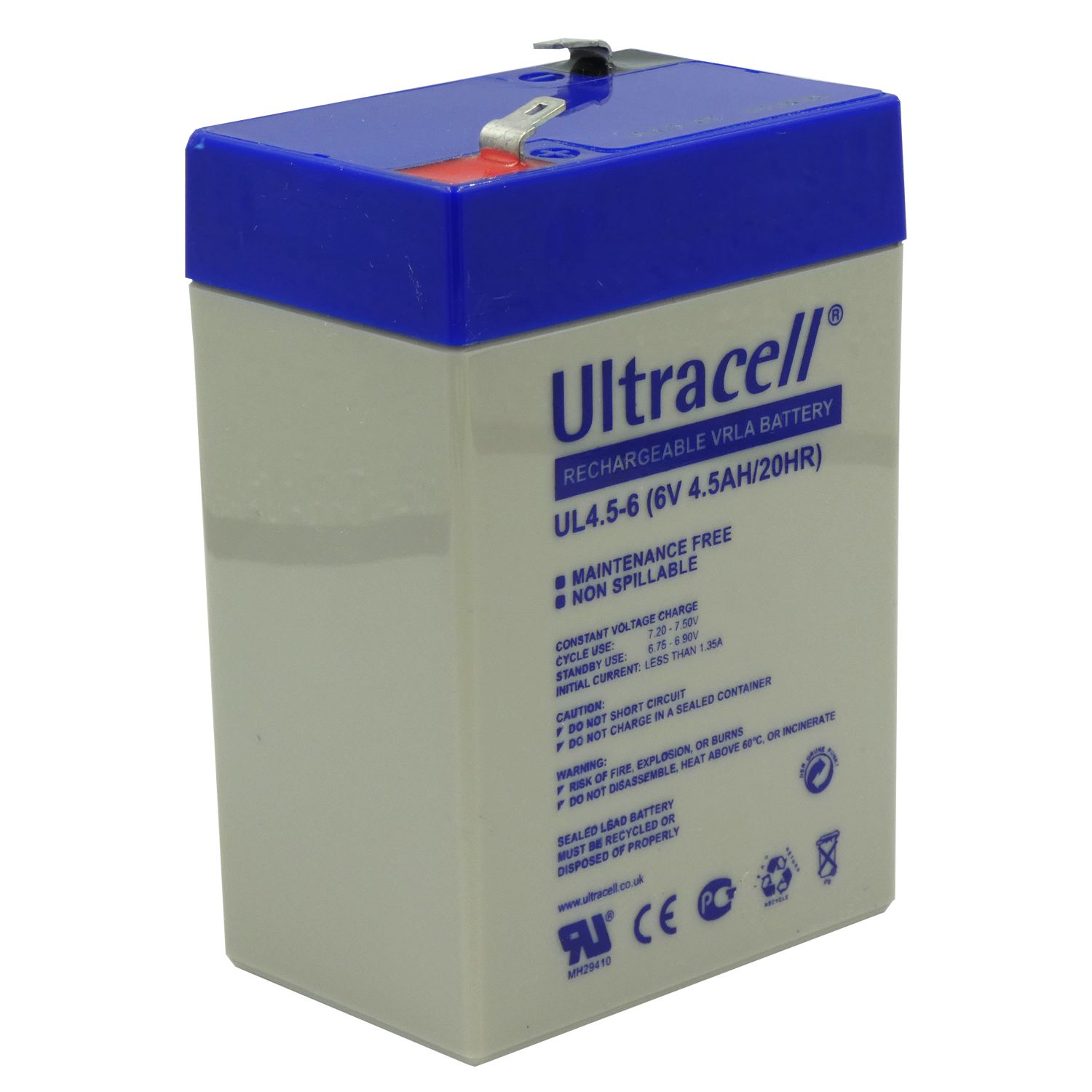 Ultracell UL4.5-6 Blei- Akku 6Volt 4,5Ah mit 4,8 mm Steckanschlüssen