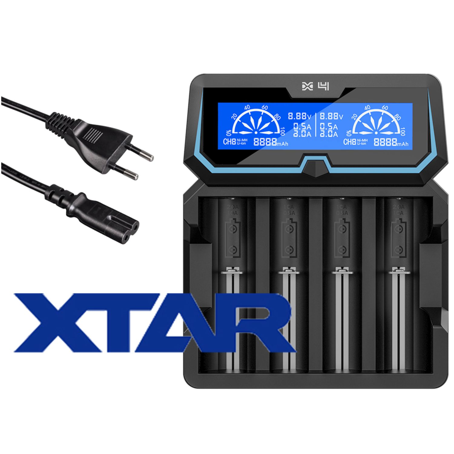 Xtar X4 – Vier-Schacht Ladegerät für Lithium Ionen und Ni/MH Akkus