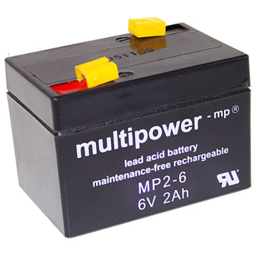 MultiPower Bleiakku MP2-6, 6,0Volt 2,0Ah mit 4,8mm Steckanschlüssen