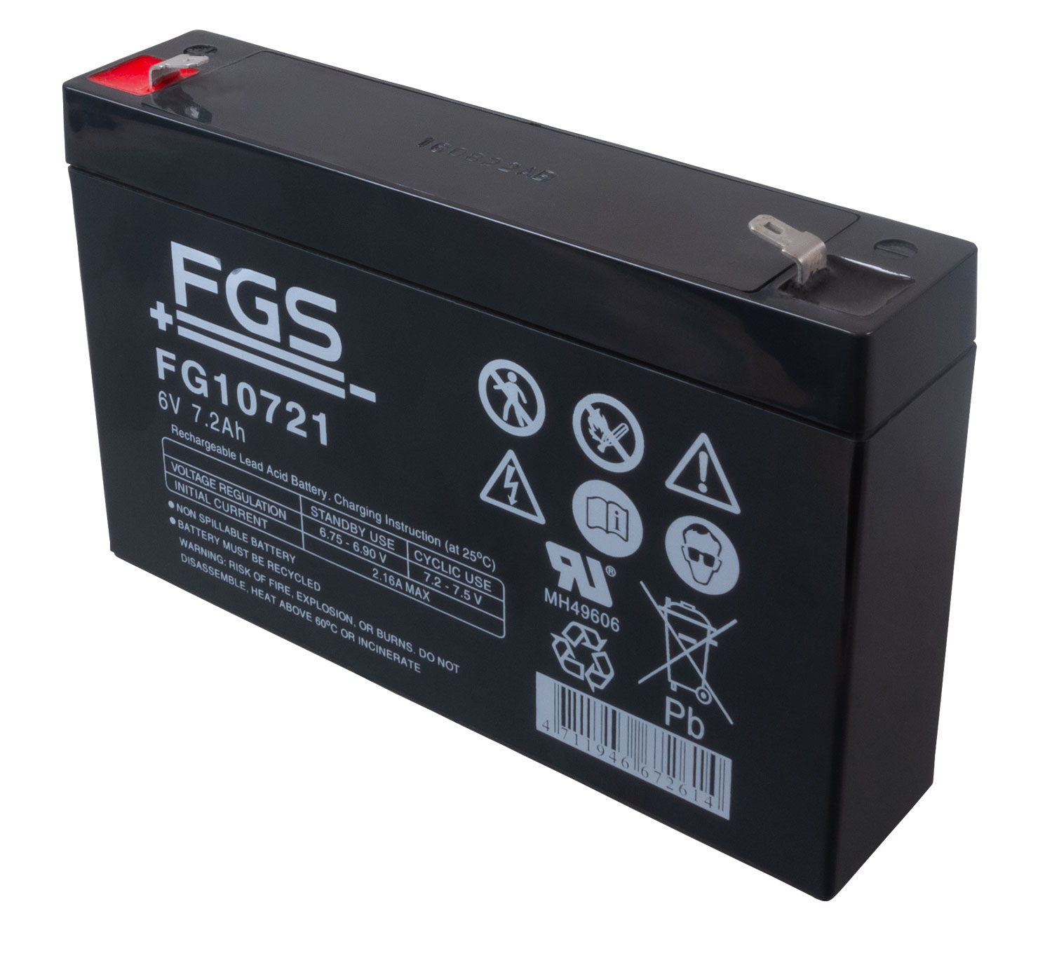 FGS FG10721 Blei-Akku 6,0 Volt 7,2 Ah, 4,8mm Faston