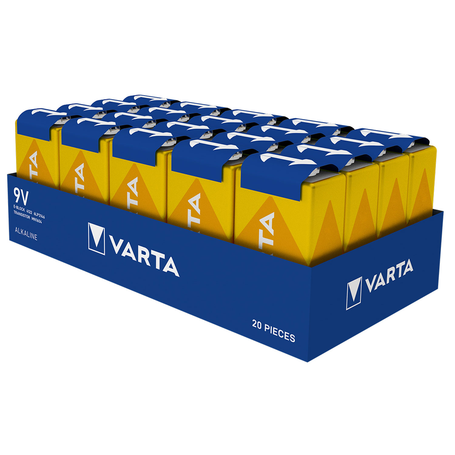 Varta Batterie Longlife Extra 4122 9,0Volt Block 6AM6 420mAh AlMN im 20er Vorteilspack