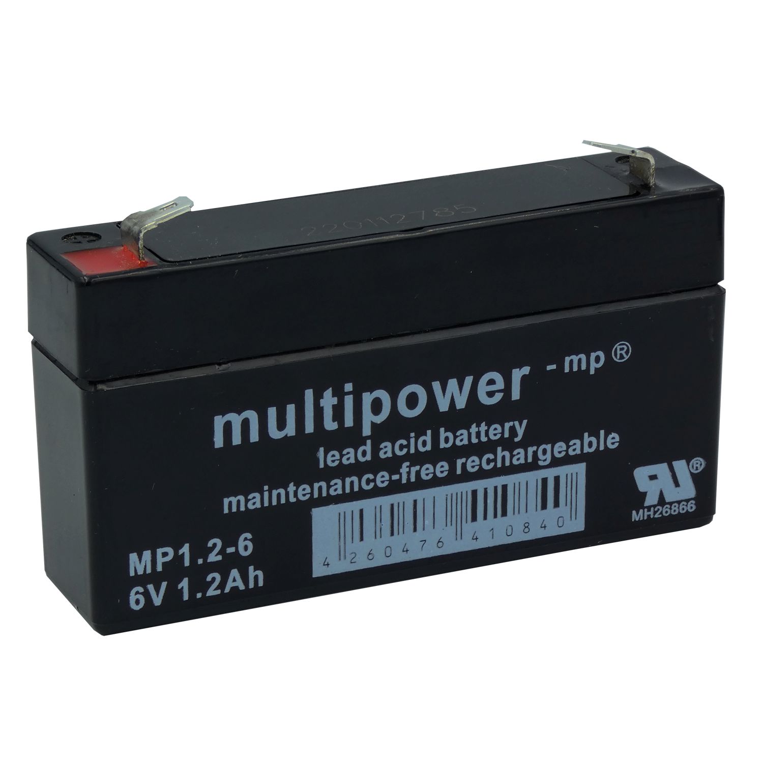 MultiPower Bleiakku MP1.2-6 mit 6V 1,2Ah mit 4,8mm Steckanschlüssen