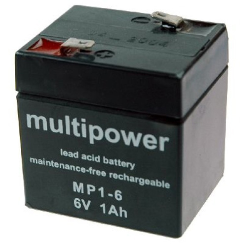 MultiPower Bleiakku MP1-6 6 Volt 1,0Ah mit 4,8mm Steckanschlüssen