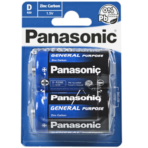 PANASONIC General Purpose Mono Batterien R20B im 2er Blister